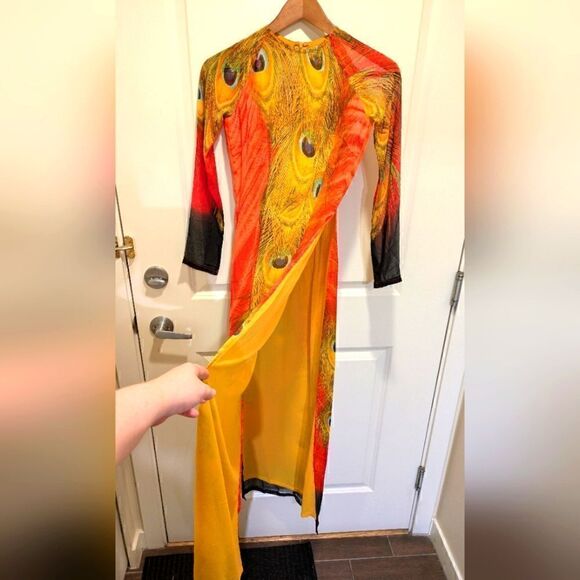 Peacock Feather Print Tunic Dress - Picture 3 of 7